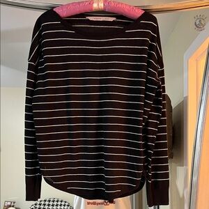 Athleta Navy and Cream Striped Sweater